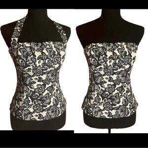 White House Black Market Halter Bustier Peplum Corset Top w/Removable Strap